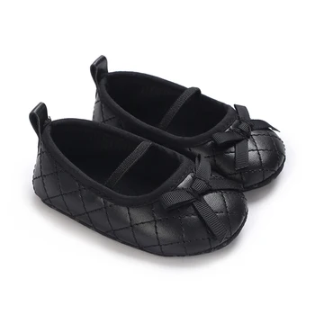 0-18M Baby Girls Mary Jane batai Bowknot dygsniuoti PU Princess Flats laisvalaikio vaikščiojimo batai naujagimiui mažyliui