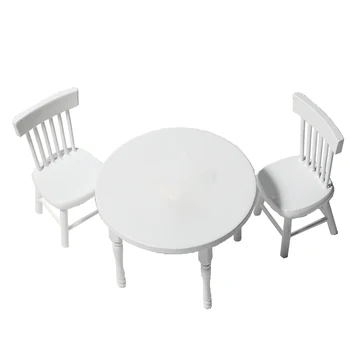 1/12 Lėlių namelis Miniatiūriniai priedai Mini medinis stalo kėdės komplektas Modelio modeliavimas Valgomojo stalo baldai lėlių namams