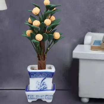 1:12 Lėlių namelis Miniatiūrinis citrusinių vaisių medžio modelis Dirbtinis vaismedis Tikroviškas apelsinmedis dekoravimui