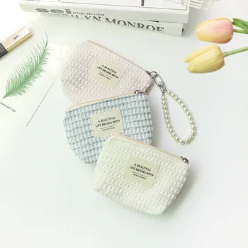 1 gabalas Miela monetų piniginė moterims Paprastumas Fashion Pearl elegantiška piniginė Rafinuotas nešiojamų kelioninių ausinių lūpų dažų krepšys