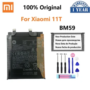 100% Originali BM59 5000mAh telefono baterija, skirta Xiaomi 11T Mi 11T mobiliojo telefono pakaitinės baterijos Bateria