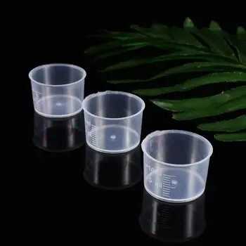 100vnt 10ml vienkartiniai matavimo puodeliai Skaidrūs lengvinantys puodeliai Sutirštinti skaidrūs plastikiniai skysčio matavimo puodeliai