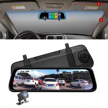 1080P Galinio vaizdo veidrodis Automobilio DVR dvigubas prietaisų skydelis kamera Priekinė galinė HD vaizdo registratorius Automobilio elektronikos priedai 