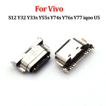 10Pcs For Vivo S12 Y32 Y33s Y55s Y74s Y76s Y77 iqoo U5 USB įkrovimo jungtis Įkrovimo prievadas Lizdo lizdo kištukas