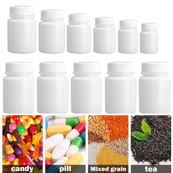 10vnt 15ML-100ML tušti balti plastikiniai HDPE medicininių tablečių buteliukai su dangteliais Nešiojami indai tabletėms kapsulė kieti milteliai