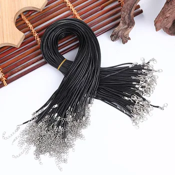 10vnt 45cm pintas reguliuojamas juodas odinis virvės vaško virvelės virvelės 