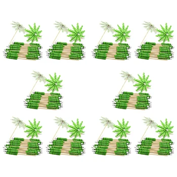 10X Žalias kokosų medis Dantų krapštukai Popieriniai skėčiai Dantų krapštukai Rankų darbo kokteilių skėčiai Skėčiai Lazdelės kokteilių dekoracijoms