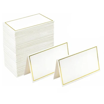 120 PCS Įdėkite korteles Mažos palapinės kortelės Auksinis ir baltas popierius, tinkamas vestuvėms, banketams, stalo kortelėms ir vardų kortelėms