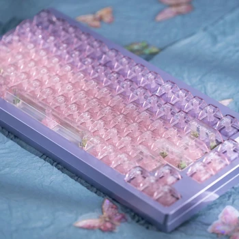 146keys Violetinė rožinė Skaidrūs klavišų dangteliai ASA profilio klavišų dangtelis, skirtas GMK 75/98/104 Mechaninė klaviatūra KeyCap klaviatūros priedai