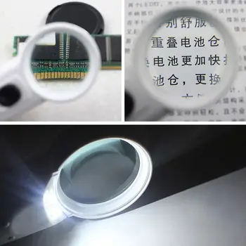 15X LED šviesa didinamojo stiklo lupa Rankinis mikroskopas Didinamasis stiklas Apšviesta lempa Grandinių plokščių papuošalai