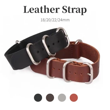 18mm 20mm 22mm 24mm PU odinių laikrodžių juosta Vintage Scorched Leather for Seiko Steel Buckle Universal Soft Strap Change