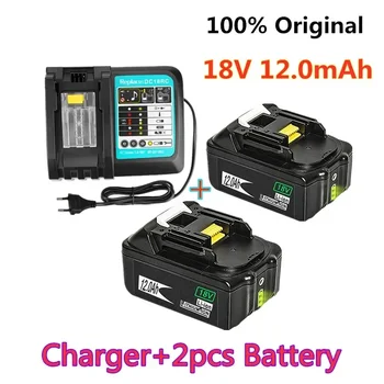 18V12Ah įkraunama baterija 12000mah Ličio jonų baterija keičiama maitinimo baterija, skirta MAKITA BL1880 BL1860 BL1830battery+3A įkroviklis