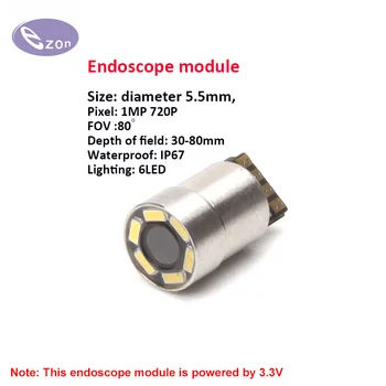 1MP skersmuo 5.5mm nerūdijančio plieno vamzdžio endoskopo modulis FOV80 ゚USB endoskopo zondas EZ-EN55S-R