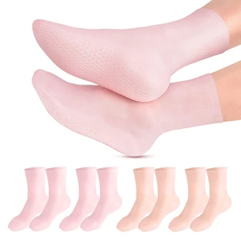 1pair Pėdų priežiūra Ilgos gelinės kojinės Drėkinamosios silikoninės gelinės kojinės Pėdų odos priežiūra Rankų apsaugos Anti Cracking SPA namų naudojimas