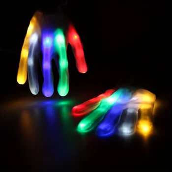 1pair Vaikai Suaugusiųjų LED šviečiančios pirštinės, Helovino švytėjimo spalvingos pirštinės