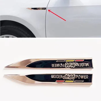 1Pairs 3D Metal Mugen Side Fender Automobilio emblemos ženklelis Kėbulo stiliaus priedai Honda Civic Odyssey Accord CR-V FIT lipdukas