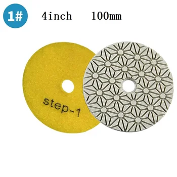 1PC 4 colių 100mm sausas / šlapias deimantas 3 žingsnių poliravimo pagalvėlės granito poliravimo įrankių trinkelės šlifavimo diskas poliravimo granito marmuro diskas