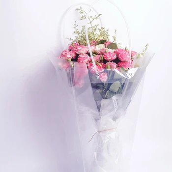 1Pc T Shape Florist Decoration Vazoninis skaidrus gėlių maišelis Plastikinis vandeniui atsparus puokštės maišelis Nešiojami permatomi dovanų maišeliai