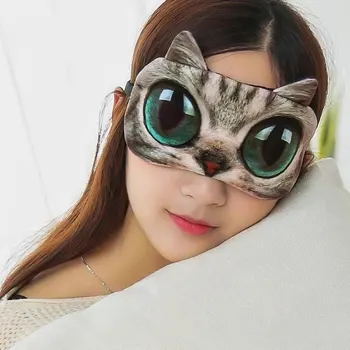 1PCS 3D miego kaukė Mielas animacinis filmas Katė Šuo Miegantis Paakių kaukė Akių užvalkalas Minkštas nešiojamas gyvūnas Užrištomis akimis akių dangtelis