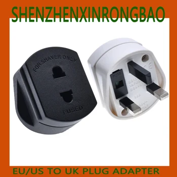 1Pcs Universal EU 2 Pin to UK 3 Pin Plug AC Adapter Travel Converter Standartinis įvesties kištukas 1A saugiklis balta ir juoda spalva 13A250V