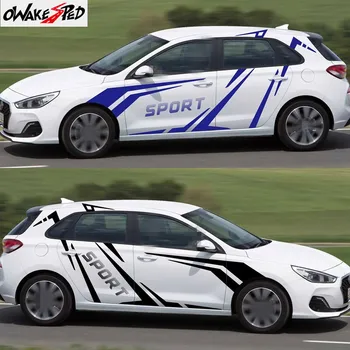 1set Automobilio kėbulo individualūs lipdukai Lenktynių sportinės juostelės Hyundai i20 automobilio durelių šoninis dekoras Vinilo lipdukai 