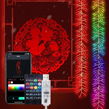 2 IN 1 1,65M išmanioji programa petarda Stygų šviesa Dreamcolor Elektroninė petarda Naujųjų metų APP valdymas Kalėdų girliandos šviesa
