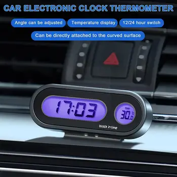 2 In 1 Automatiniai laikrodžiai Automobilio laikrodis Skaitmeninis termometras Laiko ekranas Foninis apšvietimas Skaitmeniniai priedai LCD laikrodis Šviečiantys automobilių priedai