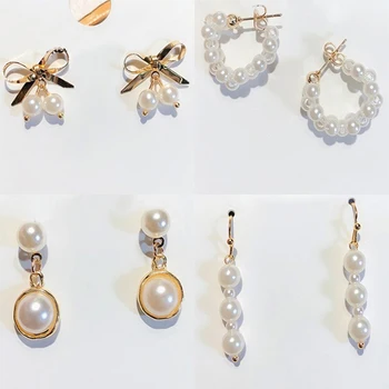 2020 Pietų Korėjos nauji madingi elegantiški perlų auskarai Paprasti maži auskarai Švelnūs moteriški auskarai