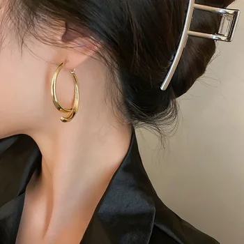 2022 Korėjietiški nauji lanko aukso spalvos metaliniai auskarai moterims aukščiausios klasės prabangūs prancūziški vintažiniai moteriški auskarai biuro ponios papuošalų dovana