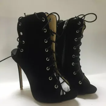 2022 pavasario ruduo seksualus juodas žvilgsnis pirštas aukštakulniai kulkšnies batai moteriški sukryžiuoti moteriški batai juodos išpjovos Slingback batai