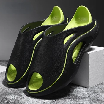 2023 Karštos vasarinės sportbačių šlepetės vyrams Moterys Storo dugno platformos čiuožyklos Minkštos Eva Hollow Unisex sandalai Laisvalaikio paplūdimio batai