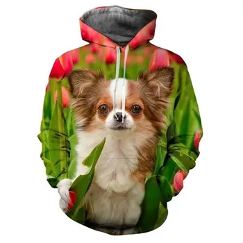 2023 Nauja mada Rudens gyvūnų šunų gobtuvai Vyriškas kišeninis megztinis Mielas mažas šuo 3D spausdinti Mielas gyvūnas Mažas šuo Džemperis su gobtuvu