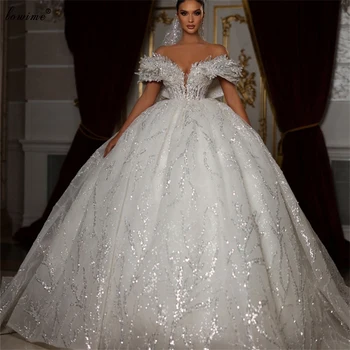 2023 Naujos mados blizgančios vestuvinės suknelės A-Line koplyčios princesės vestuvinės suknelės Vestido De Casamento nuotakos suknelės