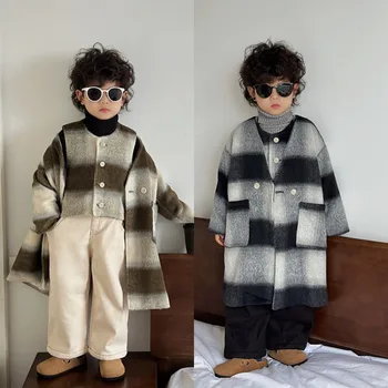 2023 Pavasario rudens mergaičių berniukai Dviejų dalių rinkiniai Dryžuota ilgo palto liemenė Mada Be gobtuvo Mada Visos rungtynės