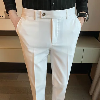 2023 Prekės ženklas Mens Four Seasons Casual Pants Men Seven Colors Polyester Business Mid Straight Ankle-Long Kelnės 29-36