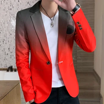2023 Rudens naujos gradiento spalvos kostiumo paltas Vyriški gatvės drabužiai Korėjietiška versija Slim Fit laisvalaikio kostiumo paltas Verslo socialinis kostiumas Paltas
