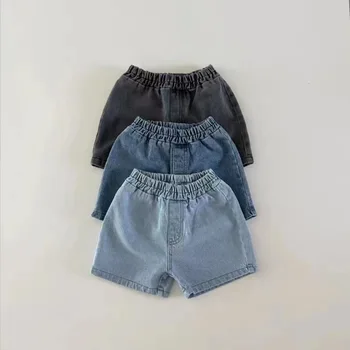 2023 Summer New Baby Denim Šortai Solid Infant Boys Girls Pocket Jeans Toddler Casual Pants Fashion Baby Clothes