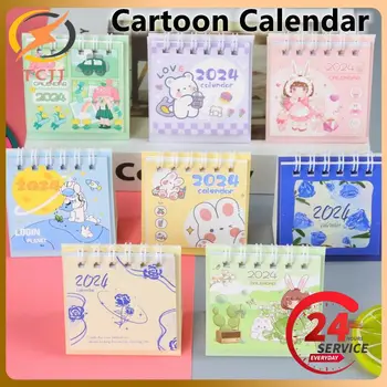 2024 Animacinių filmų kalendoriaus popierius Paprastas darbalaukio dekoravimas Mini mažo stalo kalendorius Animacinių filmų nešiojamų užrašų kalendorius 2024 m. puiki dovana