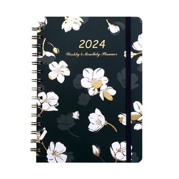 2024 Gėlių planavimo priemonė Savaitės mėnesio planavimo priemonė 2024 m. - išsami savaitės ir mėnesio organizavimo darbotvarkės knyga