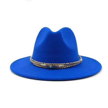 2024 Klasikinė Fedora skrybėlė Vyrai Moterys Universalios džentelmenų veltinio skrybėlės didmeninė prekyba 6.5 Brim Solid Color Tweed Hat Jazz Hat Gorras sombre