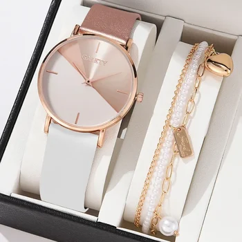 2024 Prekės ženklo moteriški laikrodžiai Odiniai rožiniai auksiniai suknelė Moteriškas laikrodis Prabangus prekės ženklo dizainas Moteriški laikrodžiai Paprasti mados moteriški laikrodžiai
