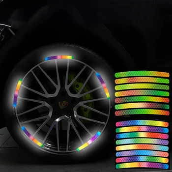 20vnt Automobilio rato stebulė Šviesą atspindinčios juostelės Padangų ratlankis Spalvingi lipdukai Naktinio vairavimo dekorai automobilio stiliaus aksesuarams