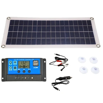 20W saulės kolektorius Dvigubas USB išėjimas Saulės elementai Saulės skydelis 30A valdiklis 12V / 24V akumuliatoriaus įkrovikliui