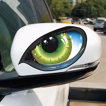 2Pcs 3D stereo atspindintis katės akių automobilio lipdukas Creative Rearview Mirror Decal