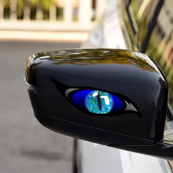 2PCS 3D stereo siaubo akys Šviesą atspindintis automobilio lipdukas Katės akių lipdukai Lipduko dangtelio įbrėžimai Linksmi automobilių lipdukai Traukite gėles automobiliui