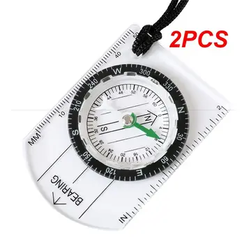 2PCS Lauko kempingas Žygiai Skaidrus plastikinis kompasas Proporcingas pėdsakas Kelionės Karinis kompasas Įrankiai Kelionių rinkiniai