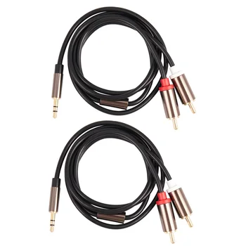 2X lizdas nuo 3.5mm iki 2 RCA garso kabelio AUX skirstytuvas 3.5mm stereofoninis vyriškas ir vyriškas RCA adapteris 2 garsiakalbio kabelis 1m