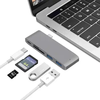 3.1 C tipo šakotuvas į adapterį 4K Thunderbolt 3 USB C šakotuvas su šakotuvu 3.0 TF SD skaitytuvo lizdas PD, skirtas MacBook Air 2020 M1 lustui