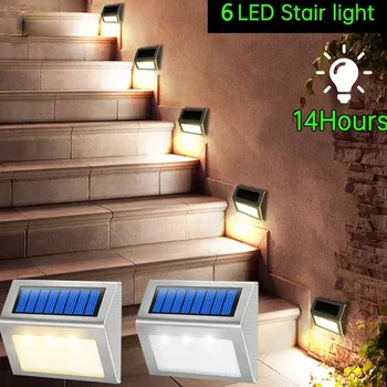 3/6 LED lauko nerūdijančio plieno saulės šviesos šviesos takas laiptų šviesa vandeniui atsparūs saulės denio žibintai balkono sodo kiemo tvorai
