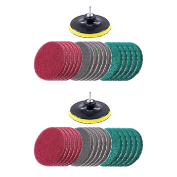 32Pcs 5Inch 3 skirtingų spalvų šveitimo pagalvėlės gręžimo variklis šepetys plytelių šveitimo pagalvėlės valymo rinkinys